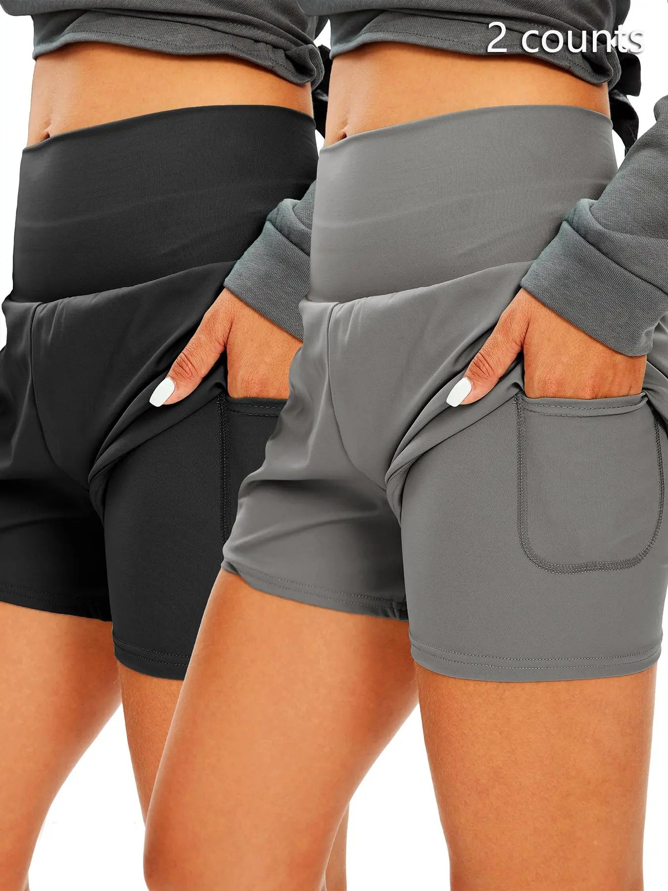 Cloud‑Sculpt Shorts Women'S 2 in 1 Pocket High Waist Sports Shorts, Casual Comfy High Stretch Yoga Bottoms for Gym Workout Running, Summer Clothes Women, Ladies Summer Sportswear, Fitness Yoga Shorts, Athleisure Gym Shorts