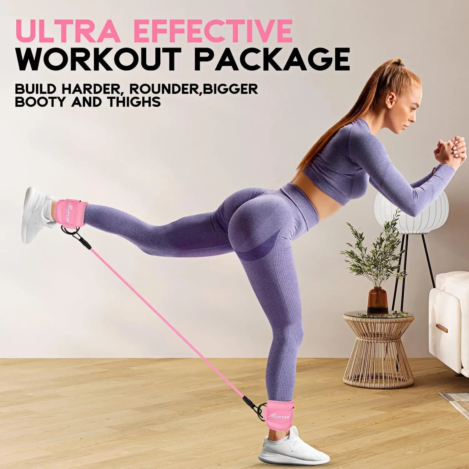 Ankle Resistance Bands with Cuffs, Ankle Bands for Working Out, Resistance Bands for Leg Butt Training Gym Equipment for Kickbacks Hip Gluteus Training Exercises, Ankle Strap with Exercise Bands