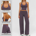 MFVIM Sporty Two-Piece Set Women’S Plain Crop Cami Top & Flare Leg Pants Sports Set, Sporty Casual Comfy Breathable Two-Piece Outfits for Yoga, Gym, Workout, Running, Gym Workout Clothes,Summerwins