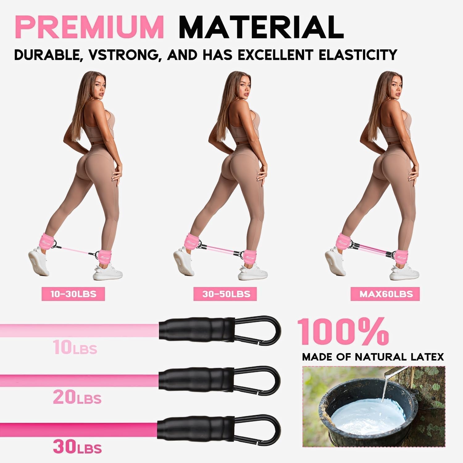 Ankle Resistance Bands with Cuffs, Ankle Bands for Working Out, Resistance Bands for Leg Butt Training Gym Equipment for Kickbacks Hip Gluteus Training Exercises, Ankle Strap with Exercise Bands