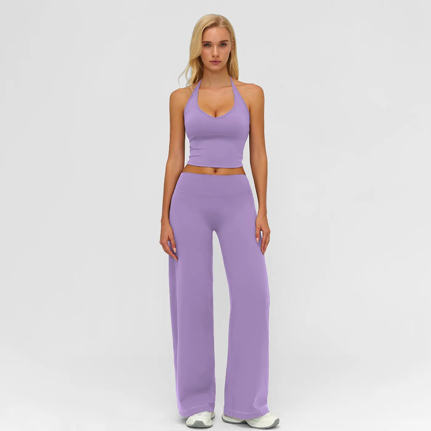 MFVIM Sporty Two-Piece Set Women’S Plain Crop Cami Top & Flare Leg Pants Sports Set, Sporty Casual Comfy Breathable Two-Piece Outfits for Yoga, Gym, Workout, Running, Gym Workout Clothes,Summerwins