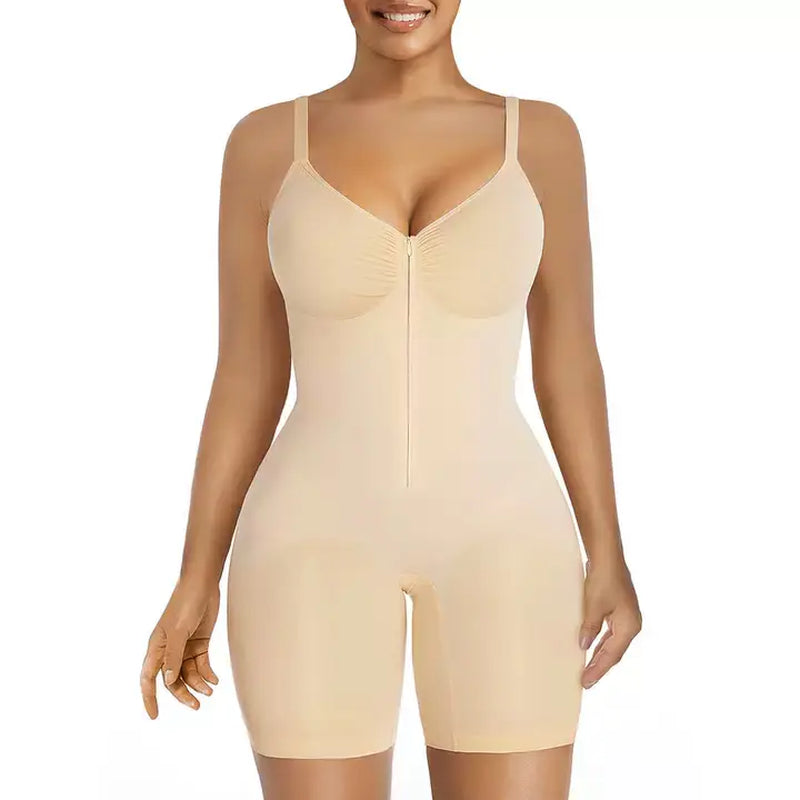 SHAPERX Shapewear for Women Tummy Control Bodysuits Zip-Up Comfort Ultra Stretch Fabric Customizable Fit Breathable Mesh Design Comfortable Fit