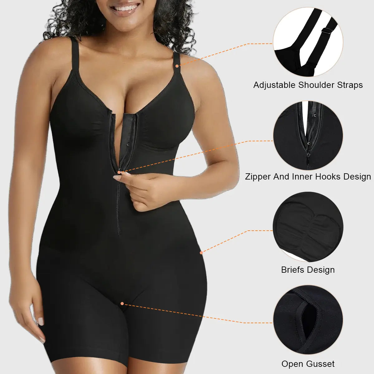 SHAPERX Shapewear for Women Tummy Control Bodysuits Zip-Up Comfort Ultra Stretch Fabric Customizable Fit Breathable Mesh Design Comfortable Fit
