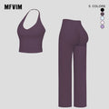 MFVIM Sporty Two-Piece Set Women’S Plain Crop Cami Top & Flare Leg Pants Sports Set, Sporty Casual Comfy Breathable Two-Piece Outfits for Yoga, Gym, Workout, Running, Gym Workout Clothes,Summerwins
